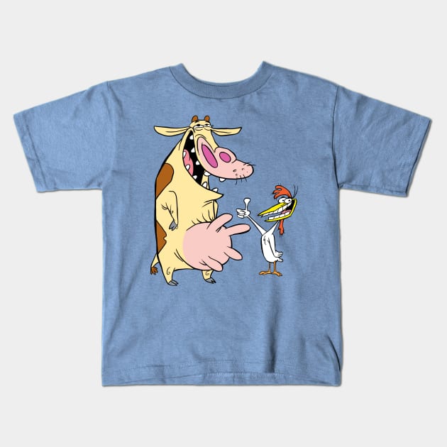 Chicken & Cow Kids T-Shirt by tabslabred